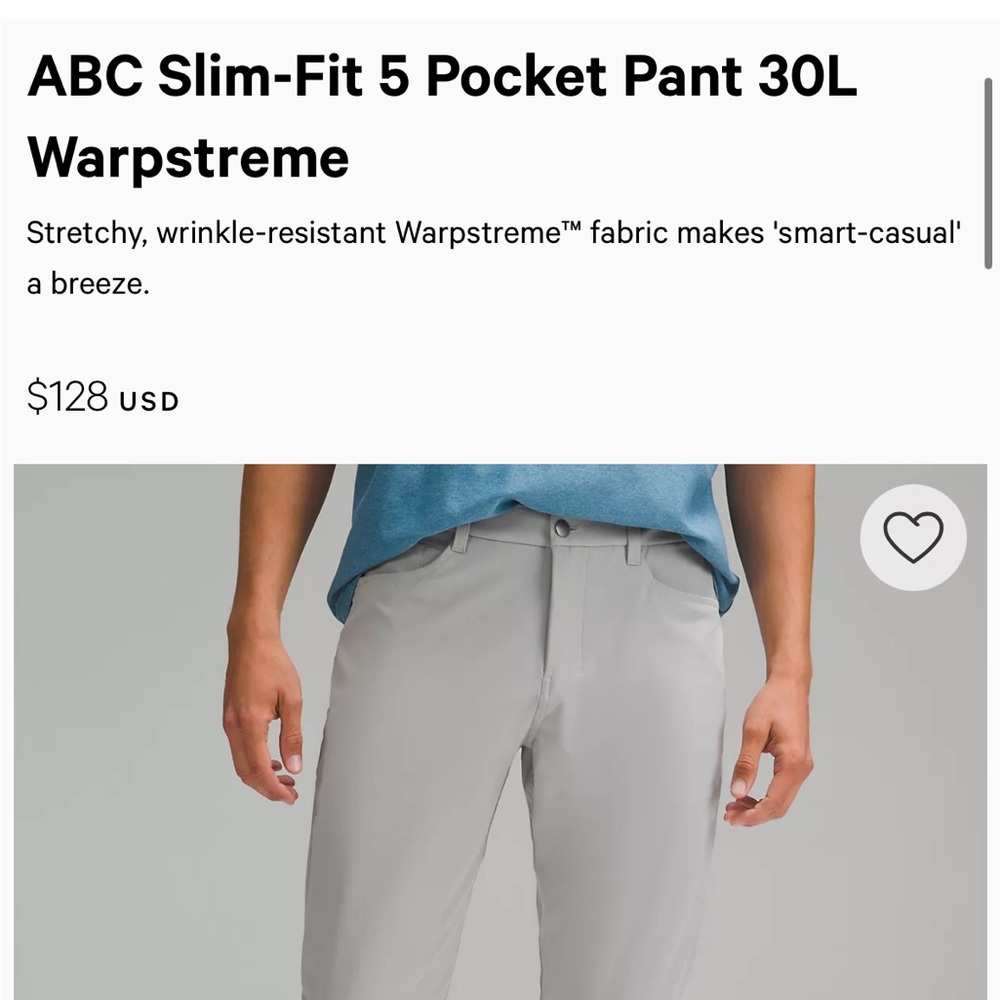 Men’s Lululemon ABC Slim Fit Pants | Size 32, 30 (inseem)
